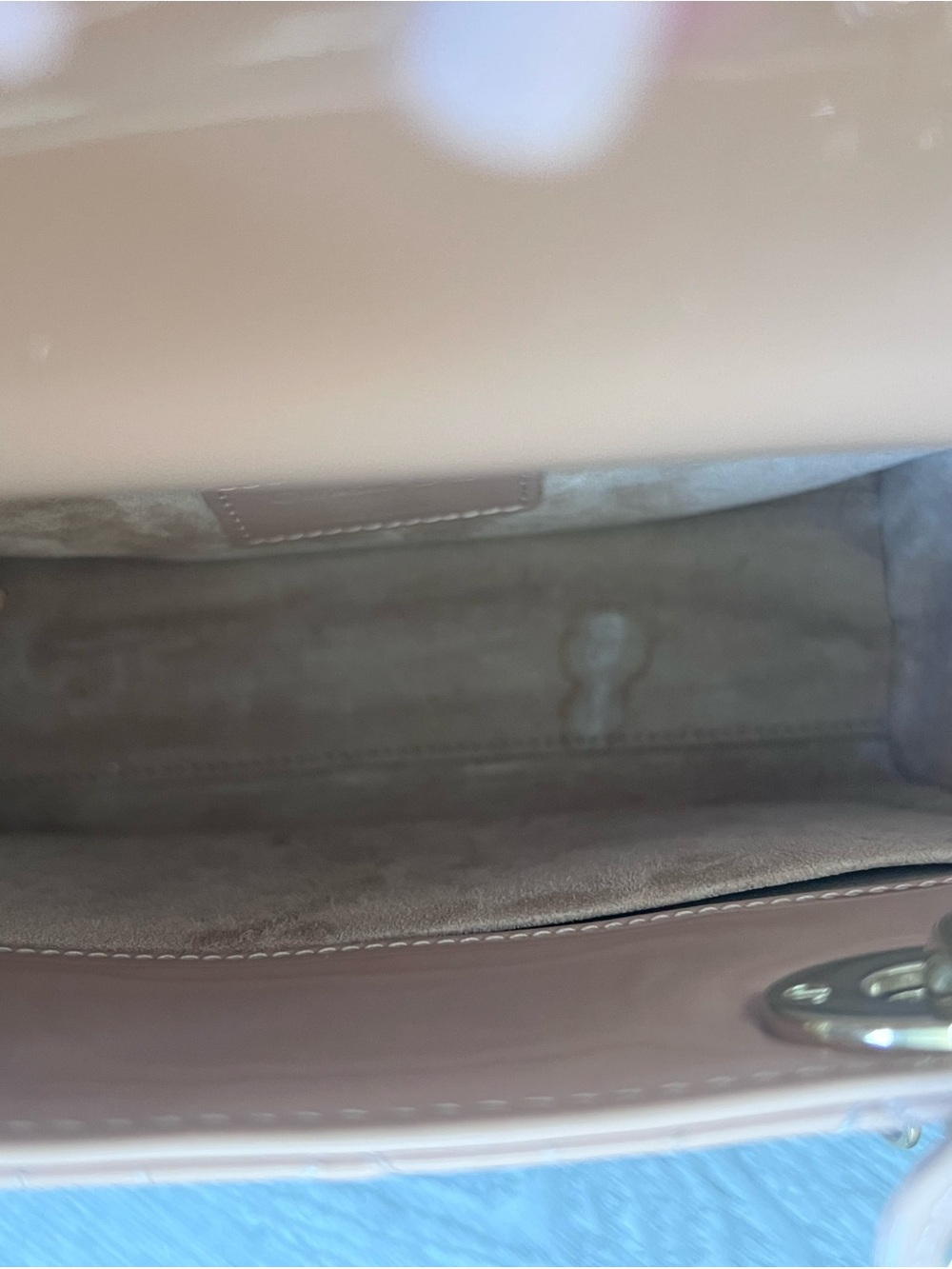 Nude/ Rose Lady Dior Patent Cannage Small - Picture 7 of 11
